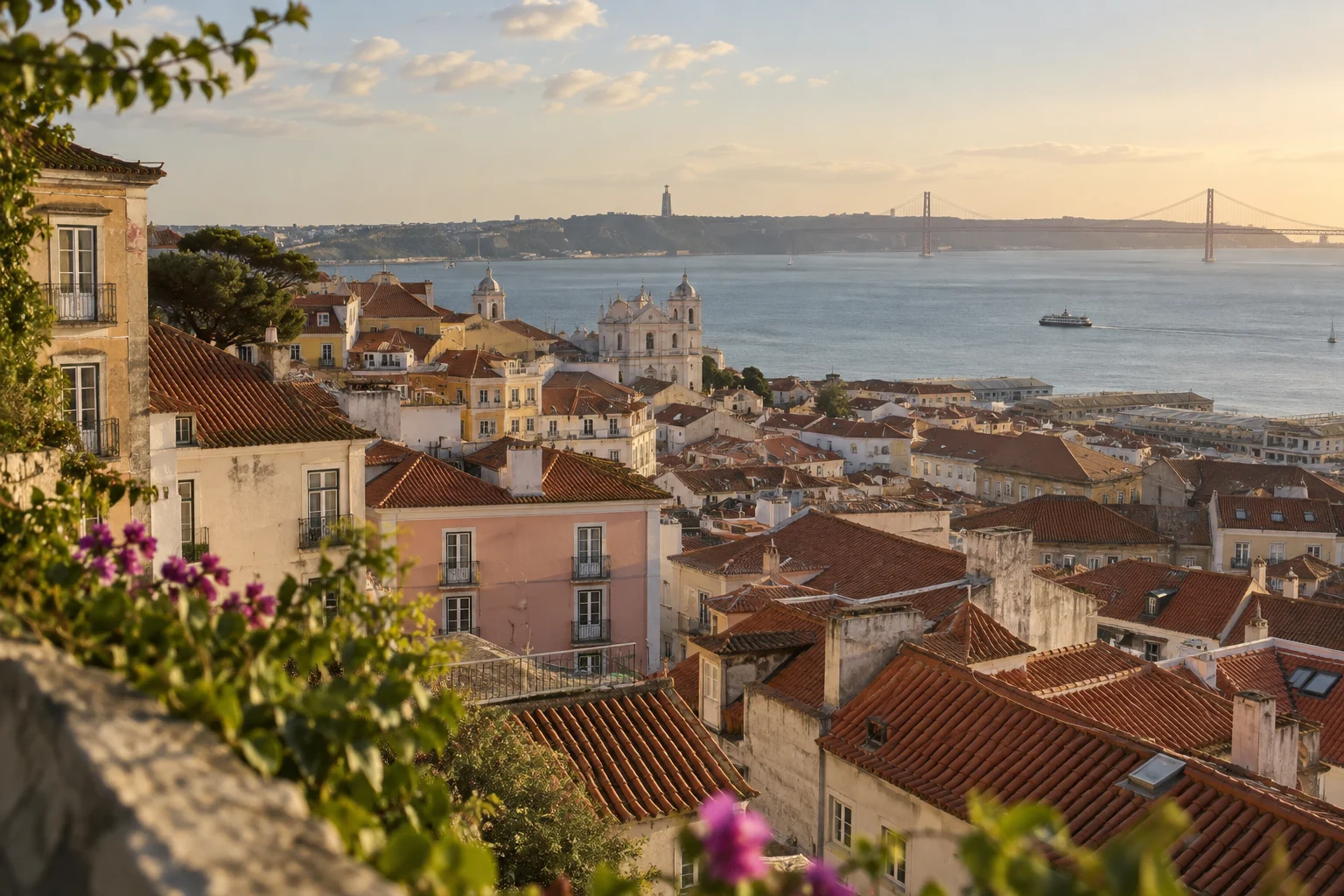 Lisbon rooftops at sunset