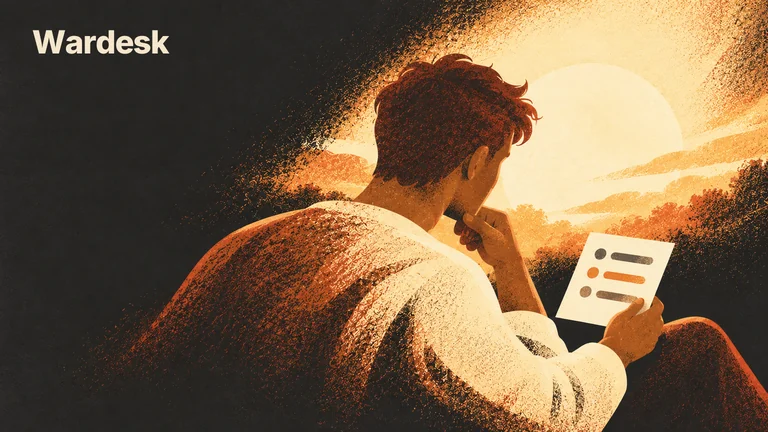 One person considers a short daily plan in peaceful morning light.