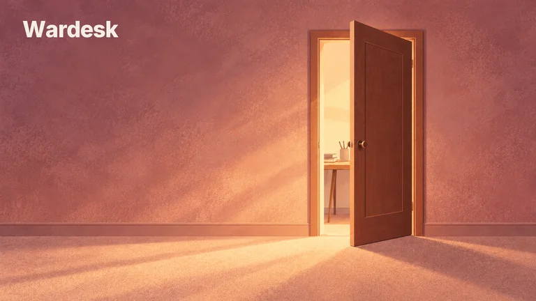 An open door welcomes a small first step into warm light.