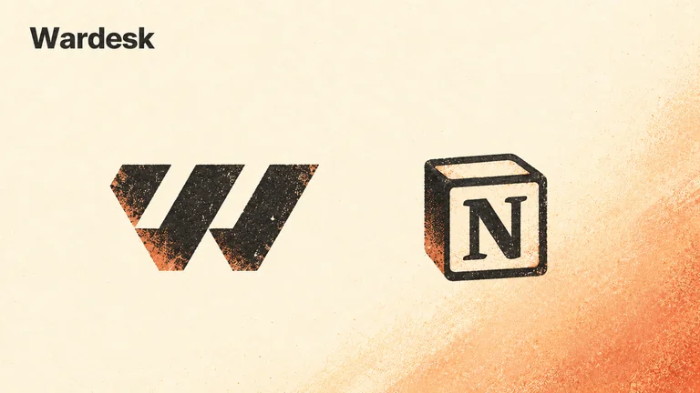 Wardesk W and Notion N logos in charcoal and orange print on warm cream paper.